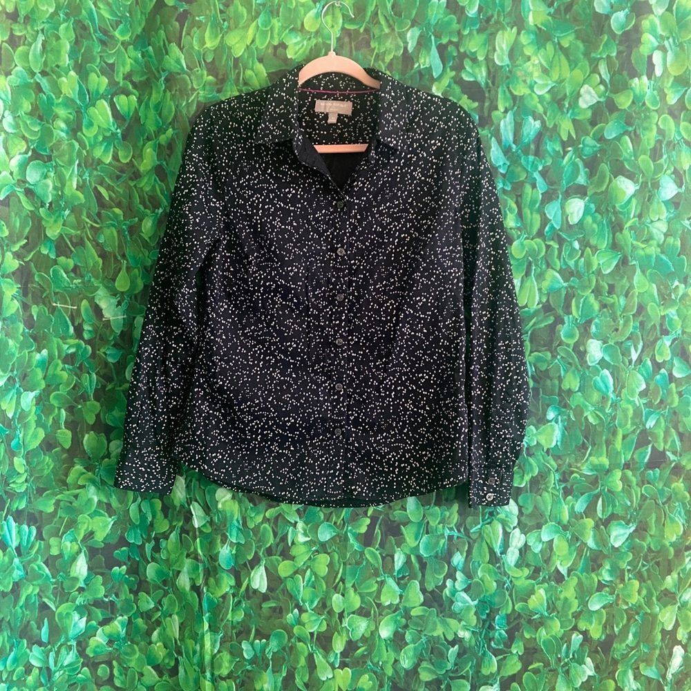 Banana Republic- Black and White Speckled Long Sleeve Shirt